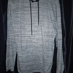 New Men's Gray Striped Hoodie Shirt